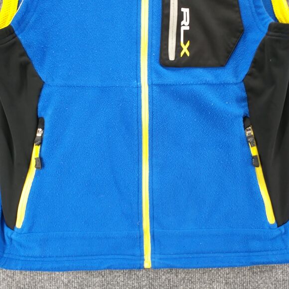 Ralph Lauren RLX Men's Zip Up Fleece Vest Blue Black Medium Zipped Pockets - Picture 5 of 13
